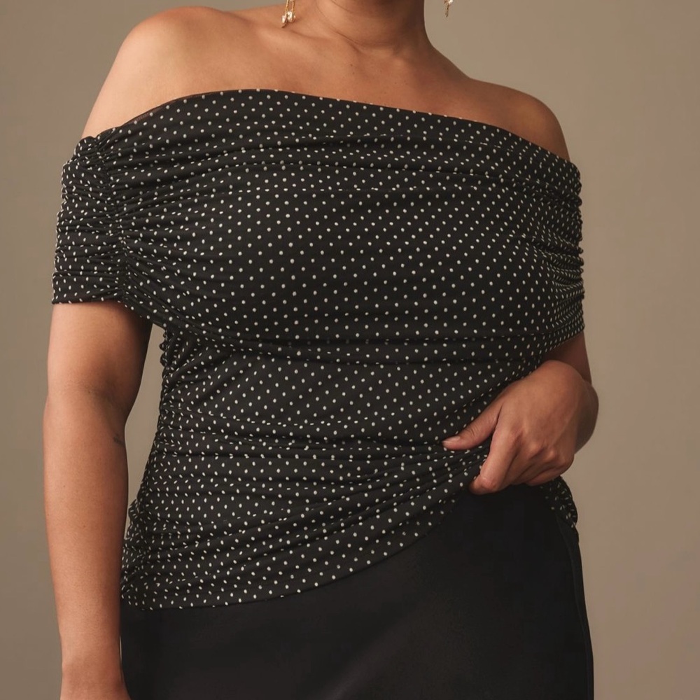 Maeve by Anthropologie NWT XL Off-The-Shoulder Polka Dot Top